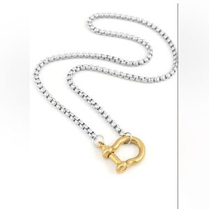 14k Yellow Gold Lucky Horseshoe Necklace For Women - 925 Sterling Silver